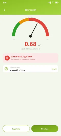 AlcoPass — actual app interface