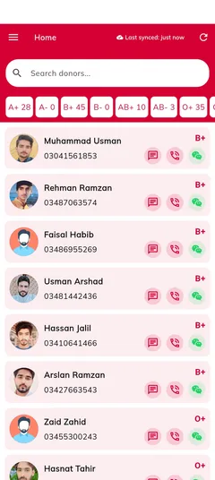 Blood Donors 243 GB — actual app interface