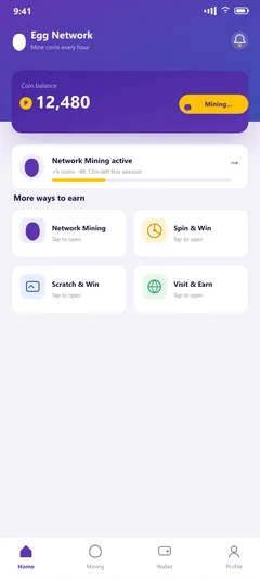 Egg Network — actual app interface