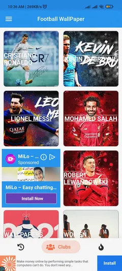 Football Wallpaper — actual app interface