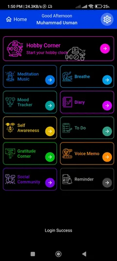 iCare — actual app interface