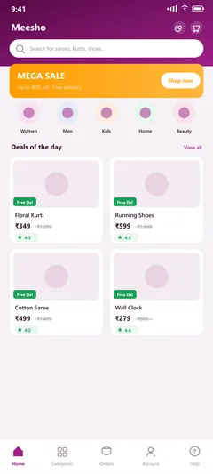 Meesho-style Marketplace — actual app interface