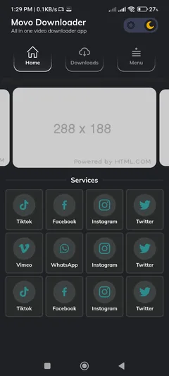 Movo Downloader — actual app interface