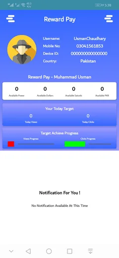 RewardPay — actual app interface
