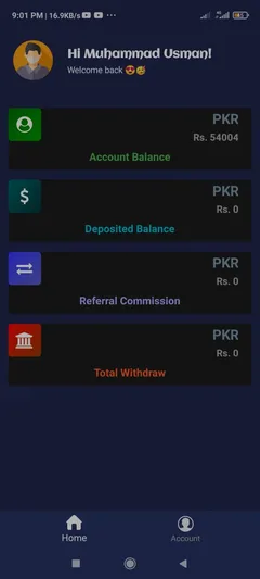 Trust Earning — actual app interface