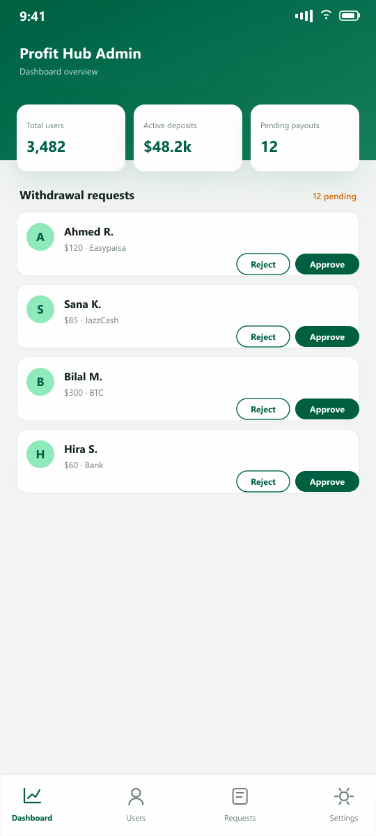 Profit Hub screen 3