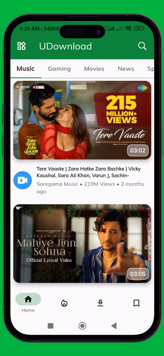 UDownload home screen